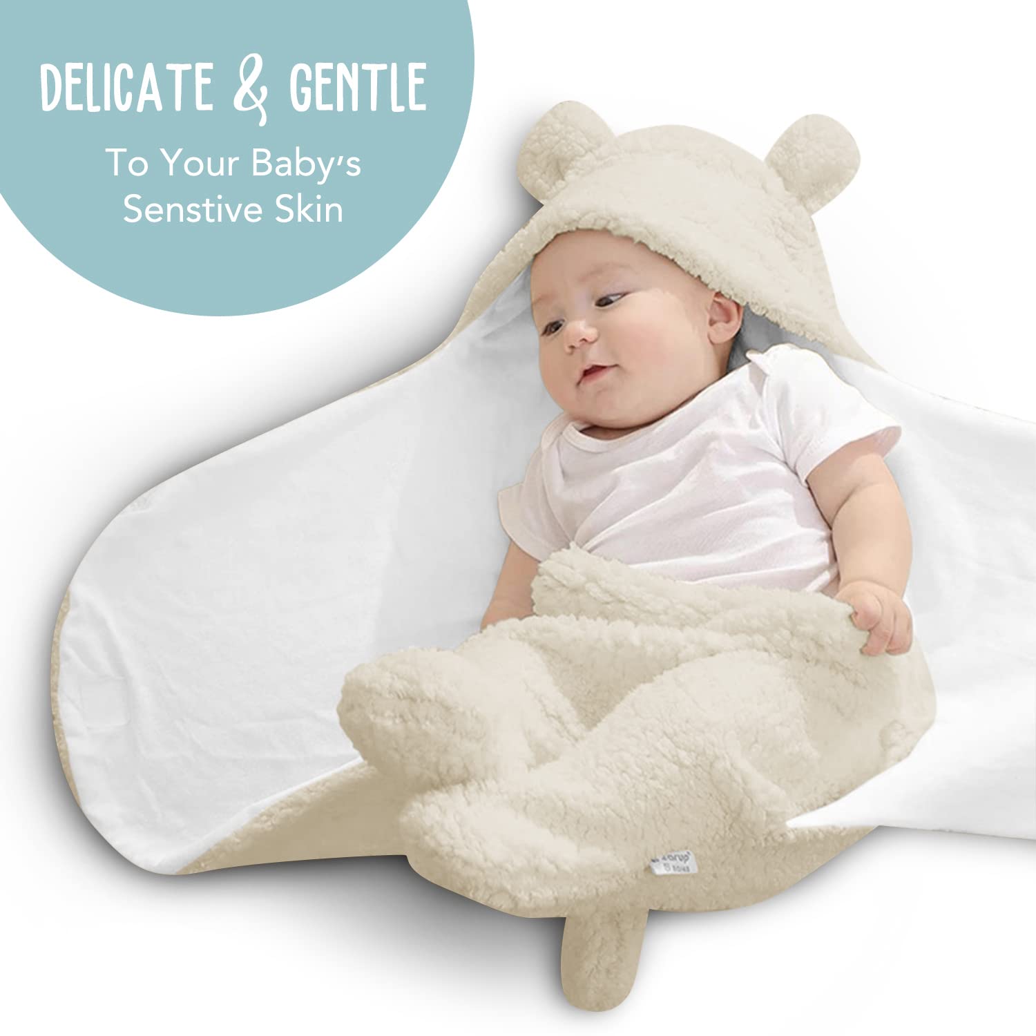 BlueMello Baby Swaddle Blanket | Ultra-Soft Plush Essential for Infants 0-6 Months | Receiving Swaddling Wrap White | Ideal Newborn Registry and Toddler Boy Accessories | Perfect Baby Girl Shower Gift - Image 3